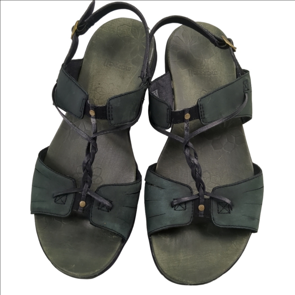 Merrell Size 8 M Green/Black Gladiator Leather Women Sandals